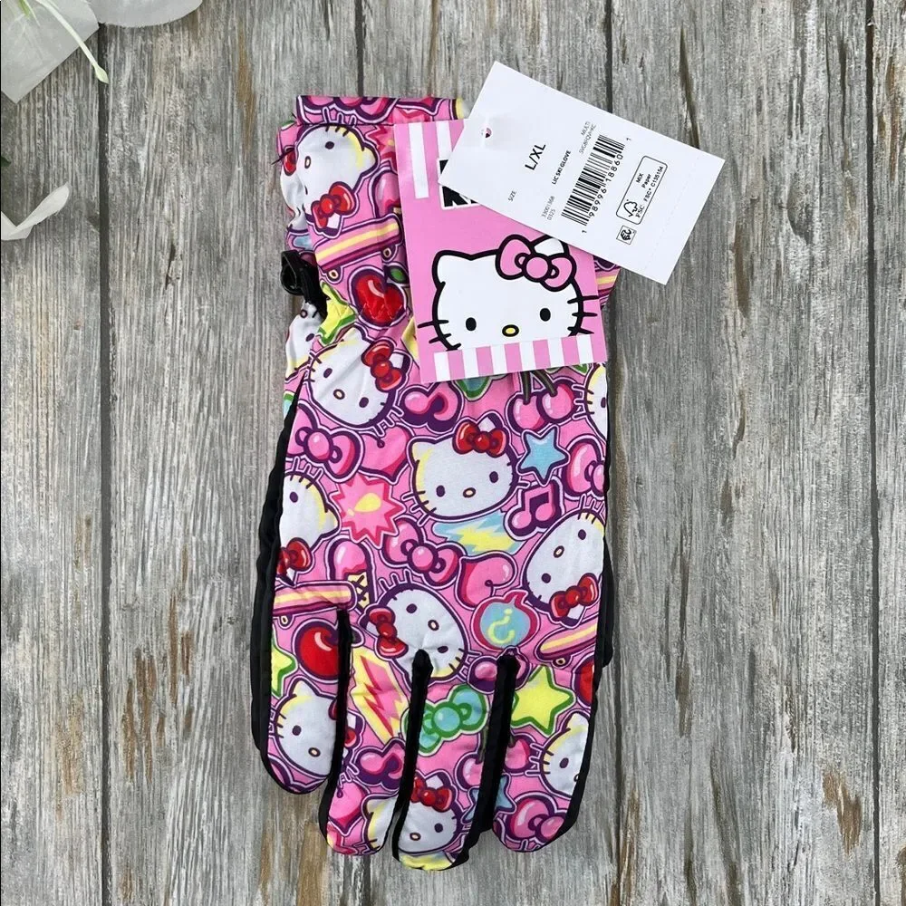 Hello Kitty Pink Beanie Hat & Gloves 3-Piece Set